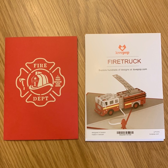 Lovepop Firetruck Greeting Card - Classic Version - Picture 2 of 3